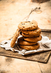 Oat cookies on the old fabric .