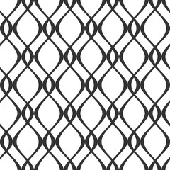 Naklejka premium Vector seamless texture. Modern abstract background. Repeated monochrome pattern with curved lines.