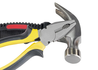 isolated hammerand pliers
