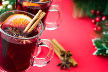 Christmas mulled wine and Christmas decoration

