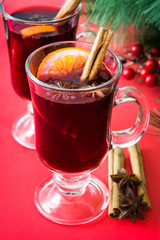 Christmas mulled wine and Christmas decoration

