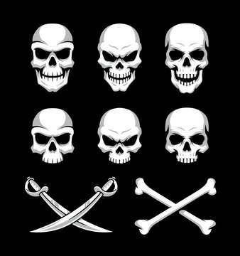 Skull icons with crossbones and sword symbols