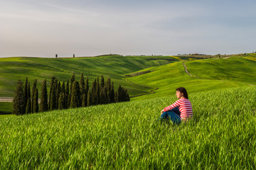 Fototapeta premium Woman in Tuscany 