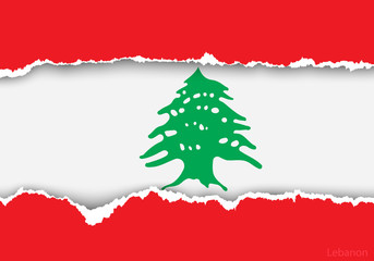 design flag lebanon from torn papers with shadows