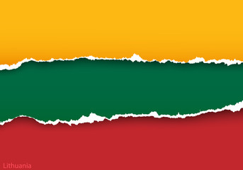 design flag lithuania from torn papers with shadows