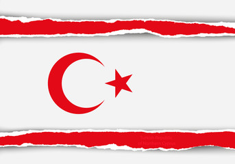 design flag northem cyprus from torn papers with shadows