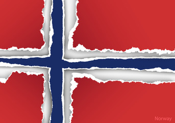 design flag norway from torn papers with shadows