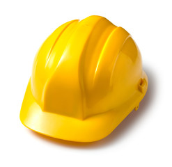 Fototapeta premium Yellow hard hat isolated on white background