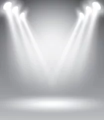 Gordijnen Illuminated stage with scenic lights vector illustration template for advertising © leszekglasner