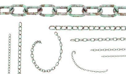 Obraz premium Rusty chain isolated on white background. High quality 3d render