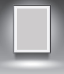 Empty frame on grey vector illustration template for advertising