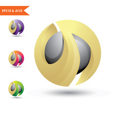 3D Sphere logo letter uA and Letter vA _v4