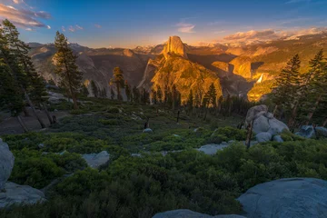 Wall murals Half Dome National Park Yosemite Half Dome lit by Sunset Light Glacier Poi