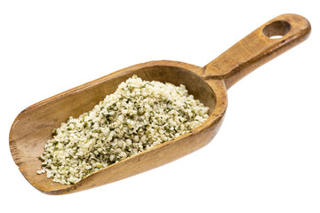 rustic scoop of hemps seeds