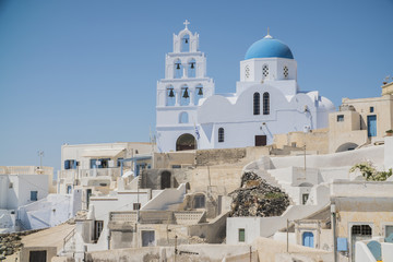 white houses in Greece, Santorini, Sunny day