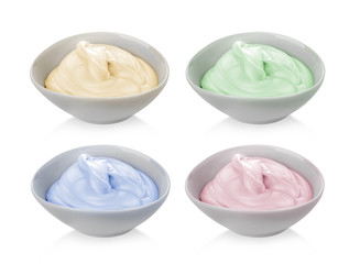 Bowl of cream on white