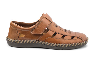 Single men's brown leather sandal