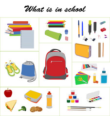 School essentials flat vector set