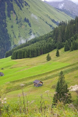 Little hut in green mountains of Austria