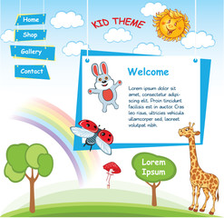 Cartoon kid template with Rainbow