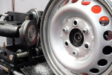 Rim on the special machine for repair of rims