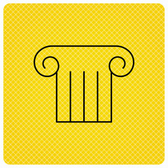 Antique column icon. Ancient museum sign.