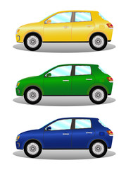 Fototapeta premium Car kit hatchback in three colors