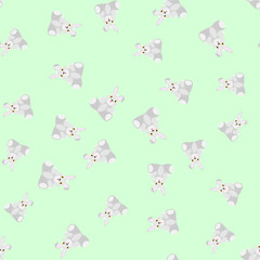 Gray bunnies kids seamless pattern