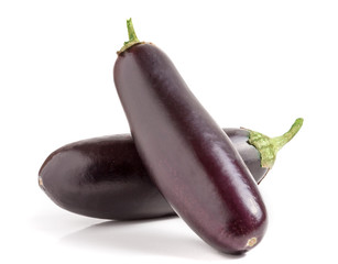 two eggplant isolated on white background macro