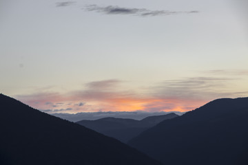 landscape of mountain with sunset sky
