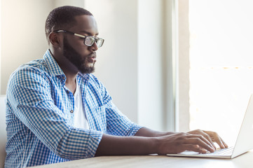 Afro American businessman at home