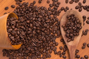 Coffee Beans into a spoon