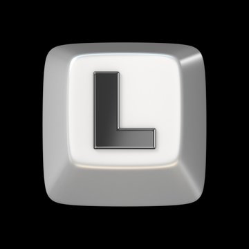 Computer keyboard key FONT. Letter L 3D
