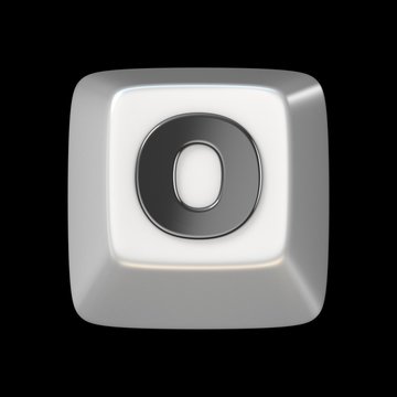 Computer keyboard key FONT. Letter O 3D