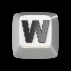 Computer keyboard key FONT. Letter W 3D