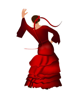 Flamenco - T&auml;nzerin in wallendem rotem Kleid