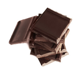 Chocolate pieces, isolated on white