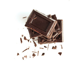 Chocolate pieces, isolated on white