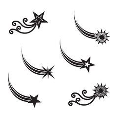 Falling stars vector set.