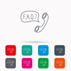 FAQ service icon. Support speech bubble sign.