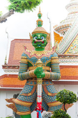 Fototapeta premium Buddhist Temple Sculptures,Giant of Arun Temple Bangkok Thailand, Amazing Thailand