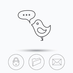 Lock, folder hand and e-mail icons.