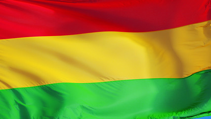 Bolivia flag waving against clean blue sky, close up, isolated with clipping mask alpha channel transparency, perfect for film, news, digital composition