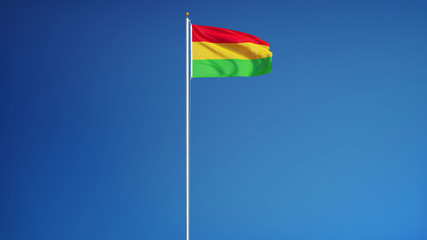 Bolivia flag waving against clean blue sky, long shot, isolated with clipping mask alpha channel transparency, perfect for film, news, digital composition
