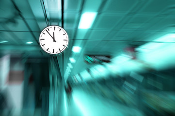 clock blurred ,conceptual image of time running or passing away effect  zoom out alarm clock to movements