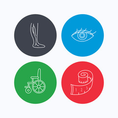 Vein varicose, wheelchair and weight loss icons.