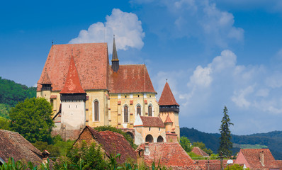 Beautiful medieval architecture of Biertan fortified church in Sibiu, Romania protected by UNESCO World Heritage Site 