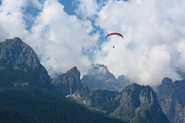 Paragliders flying in the sky
