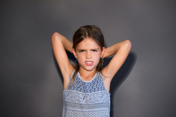 gesticulated girl grimace angry