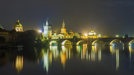 Obraz premium Charles Bridge in Prague, Czech Republic. night view